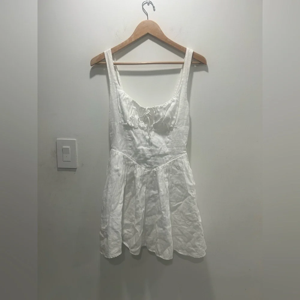 Reformation Daria White Linen Mini Dress - Picture 3 of 6